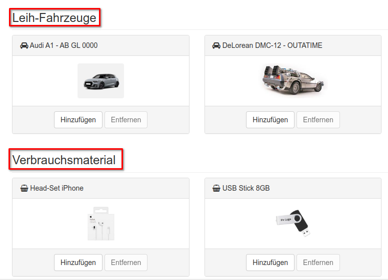 Gruppierte Darstellung der Verleih-Pools