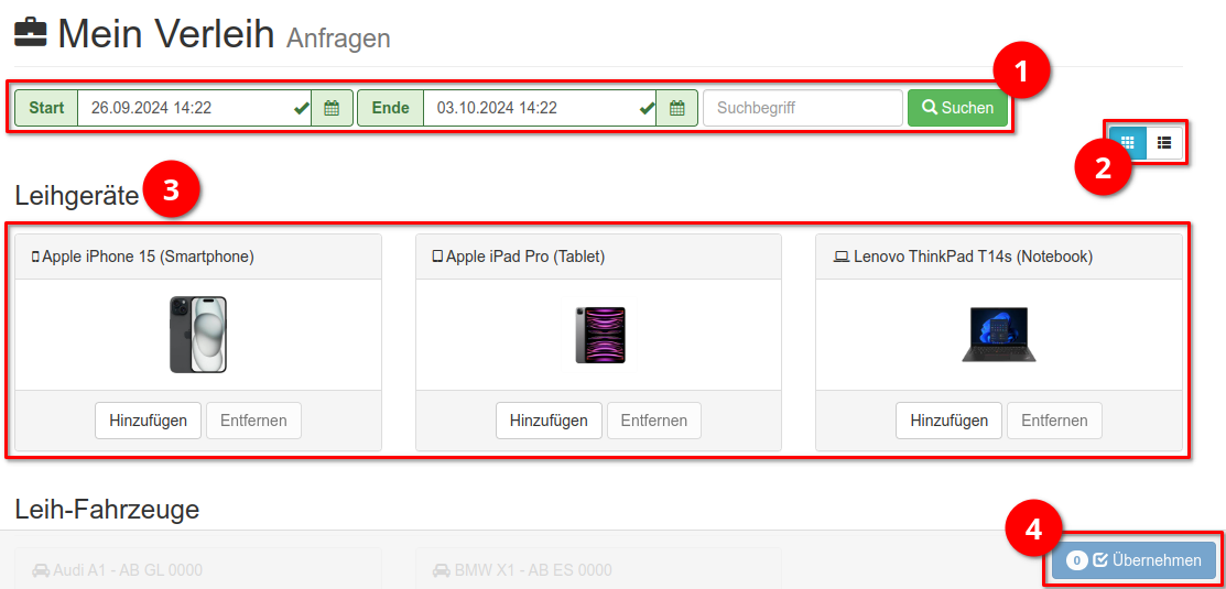 Übersicht - Verleih-Anfragen