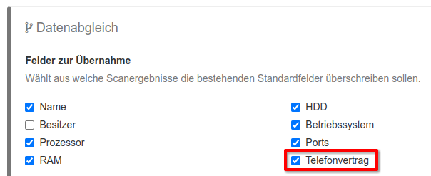 Aktivierung der automatischen Zuordnung von Telefonverträgen
