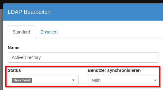 Deaktivieren der alten LDAP Verbindung