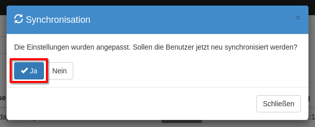 Neue Synchronisation bestätigen