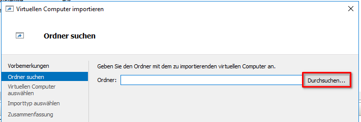Schritt 2 - Zu importierenden virtuellen Computer auswählen
