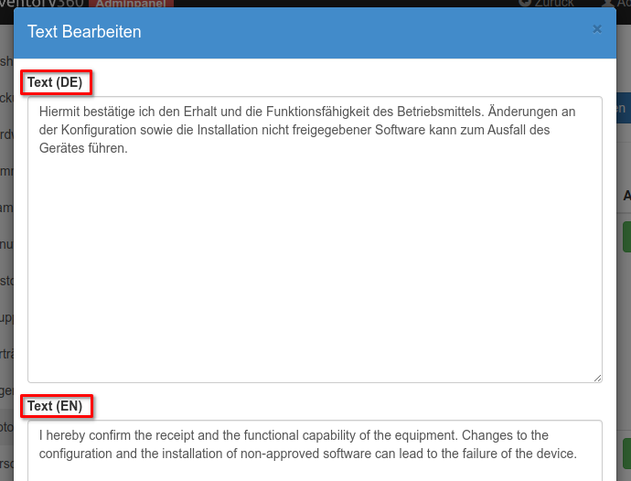 Bearbeiten eines Textbausteins