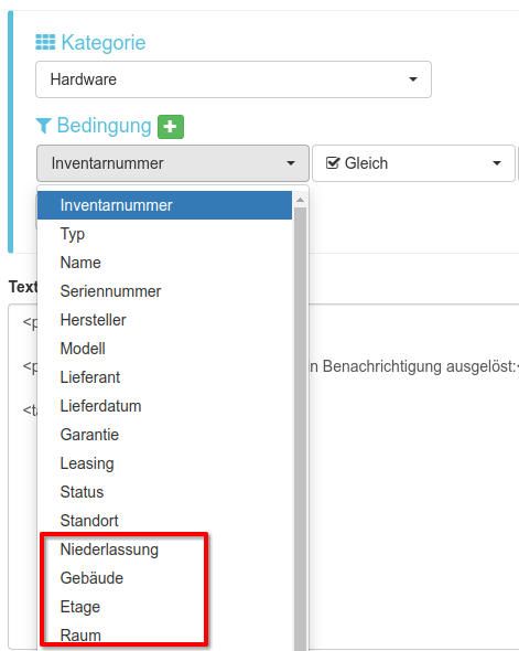 Auswahl der erweiterten Standorte in einer Benachrichtigung