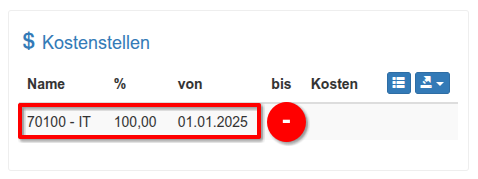 Alle Kostenstellen-Zuordnungen werden vollständig ersetzt