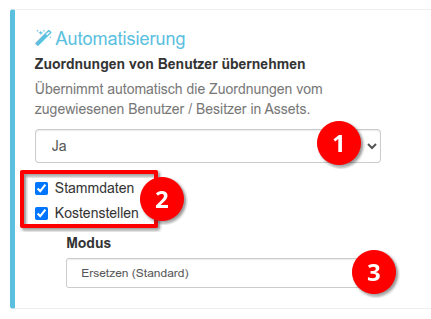 Einstellungsoptionen - Automatisierung
