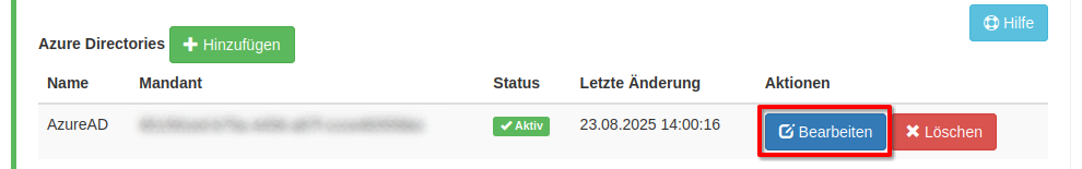 Azure AD Einstellungen aufrufen