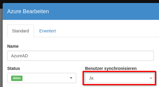 Azure AD Benutzersynchronisation aktivieren
