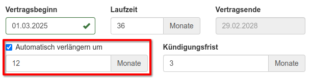 Automatische Verlängerung eines Vertrages