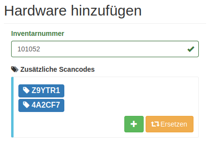 Zugewiesene Scancodes eines Hardware-Assets