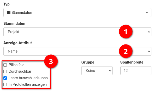 Einstellungsmöglichkeiten für Stammdaten - Benutzerdefinierte Felder