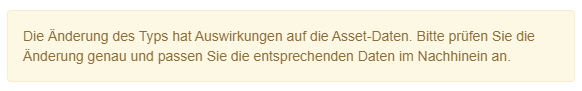 Hinweis zwecks Änderung des Typs