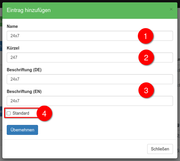 Eintrag konfigurieren
