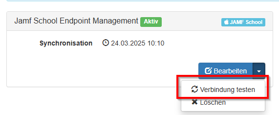 Jamf School Verbindung testen