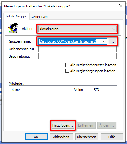 Benutzer hinzufügen / auswählen