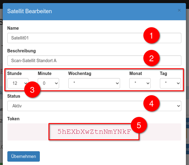 Einstellungen des Satelliten