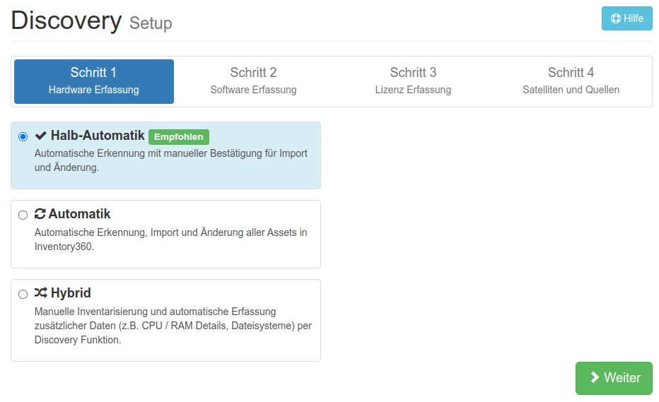 Schritt 1 - Discovery Setup