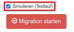 Testlauf für Migrationsdaten