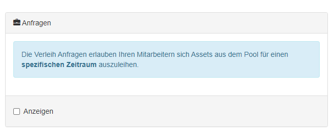 Einstellungen zu Verleih-Anfragen