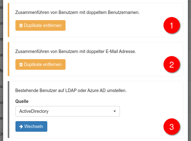 Übersicht der Wartungs-Funktionen