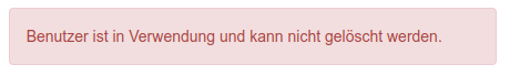 Fehlermeldung - Benutzer in Verwendung