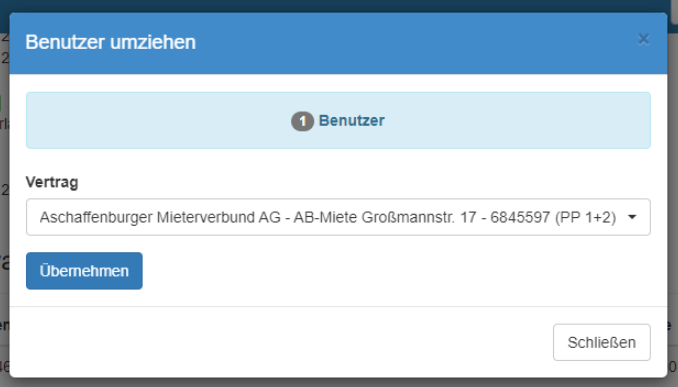 Benutzer zu einem anderen Vertrag umziehen