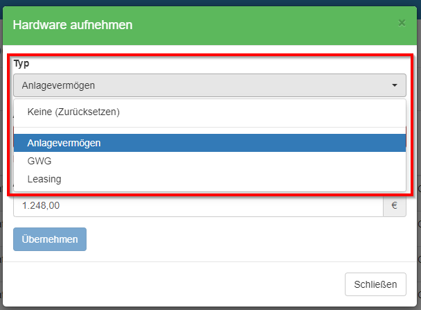 Zurücksetzen von FiBu-Typ und Nummer