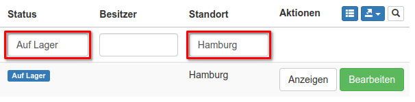 Eingabe von Filterbedindungen