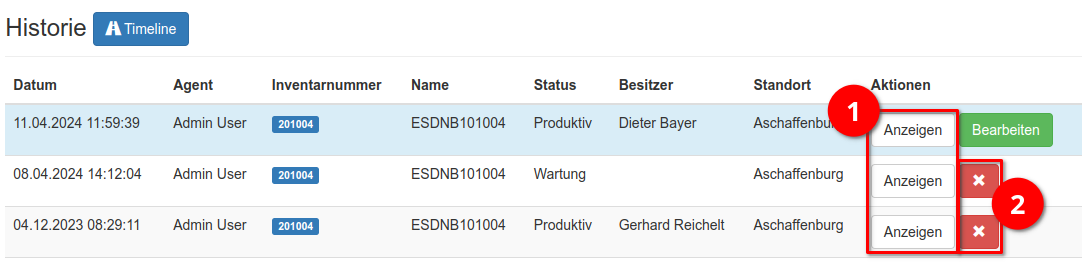 Historie eines Hardware Assets