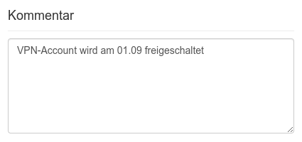Kommentarfeld der Anforderung