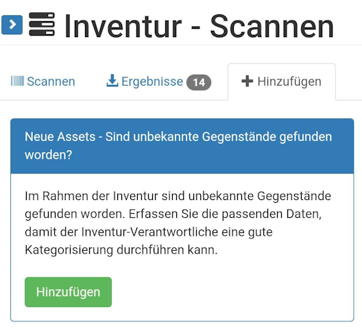 Hinzufügen von neuen bzw. unbekannten Assets