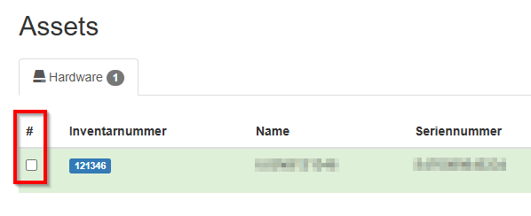 Auflistung der zugewiesenen Hardware