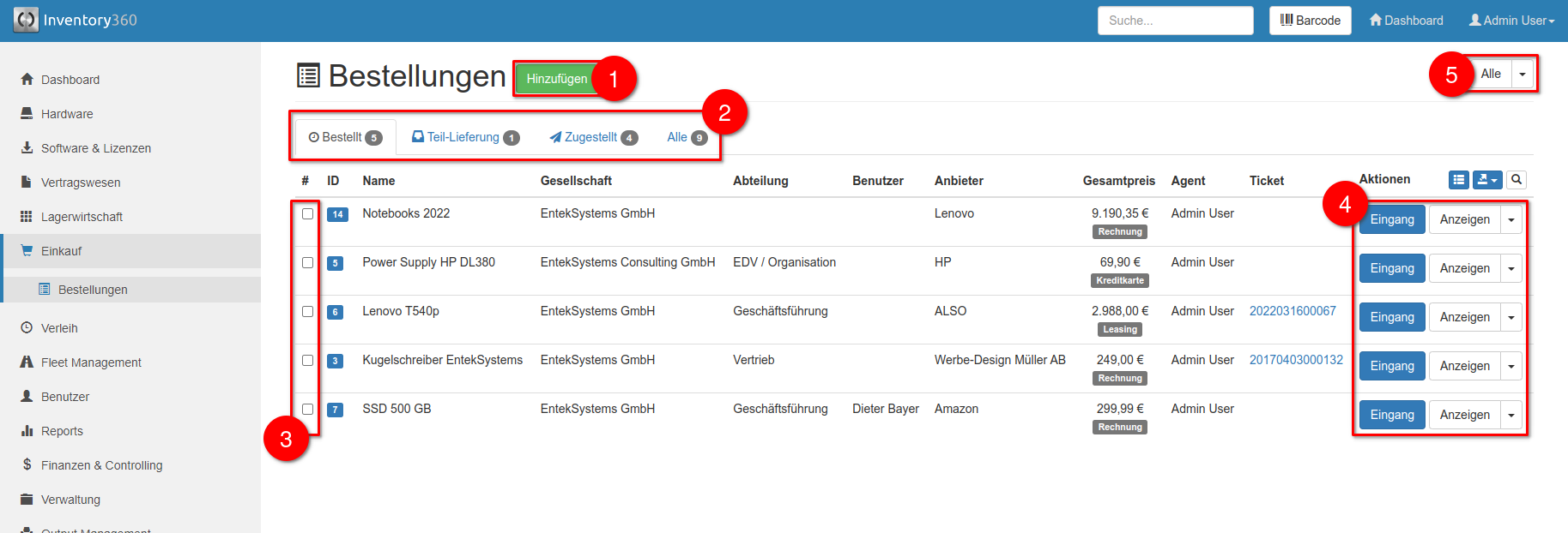 Aufbau - Bestellungen