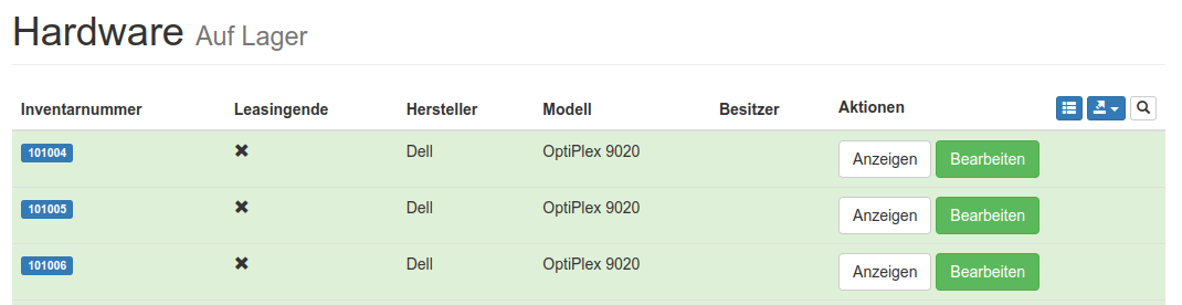 Übersicht lagernde Workstations