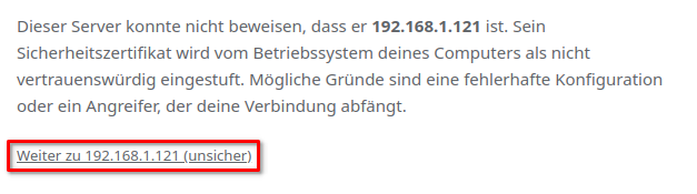 Bestätigung des SSL-Zertifikats