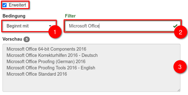 Erweiterte Zuweisung zu Applikationsname