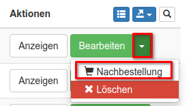 Nachbestellung eines Lagerartikels