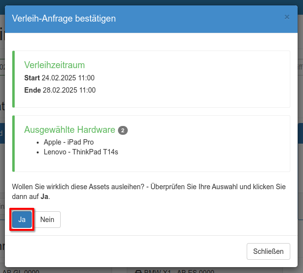 Aktiver Übernahme Button