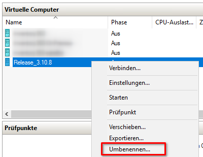 Schritt 8 - Virtuelle Maschine umbenennen