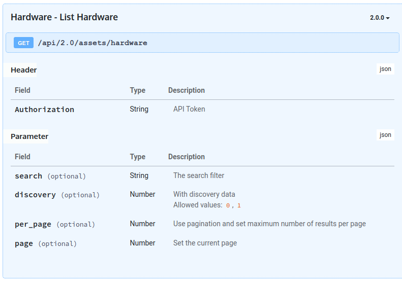 Beispiel für API Pagination bei den Hardware-Listen