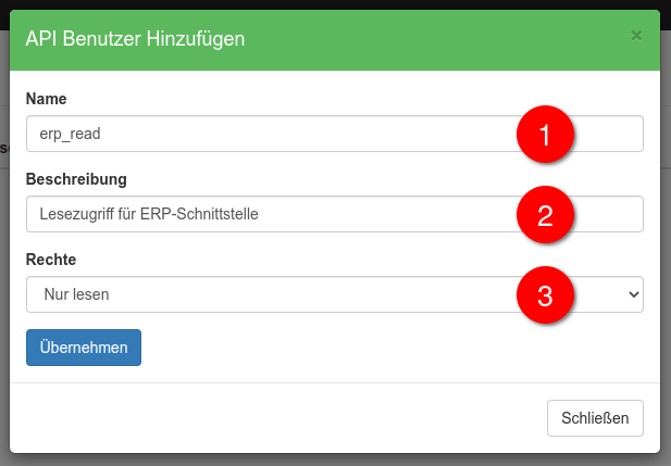 Anlegen eines API Benutzers