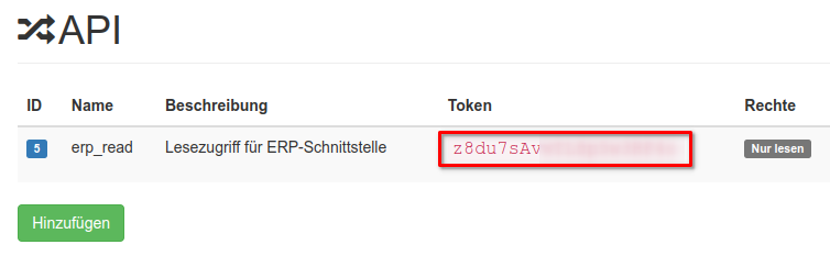 API Token eines Benutzers