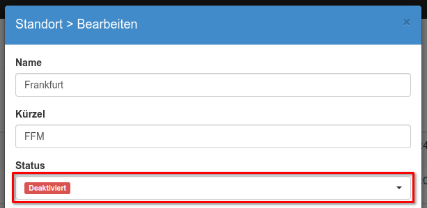 Deaktivierung eines Standortes