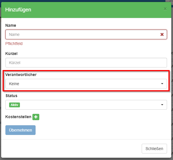 Anlage einer Abteilung