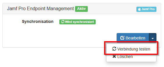 Jamf Pro Verbindung testen