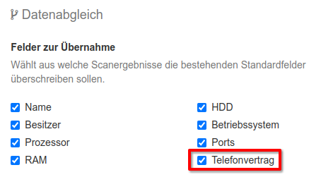 Aktivierung der Synchronisation von Telefonverträgen