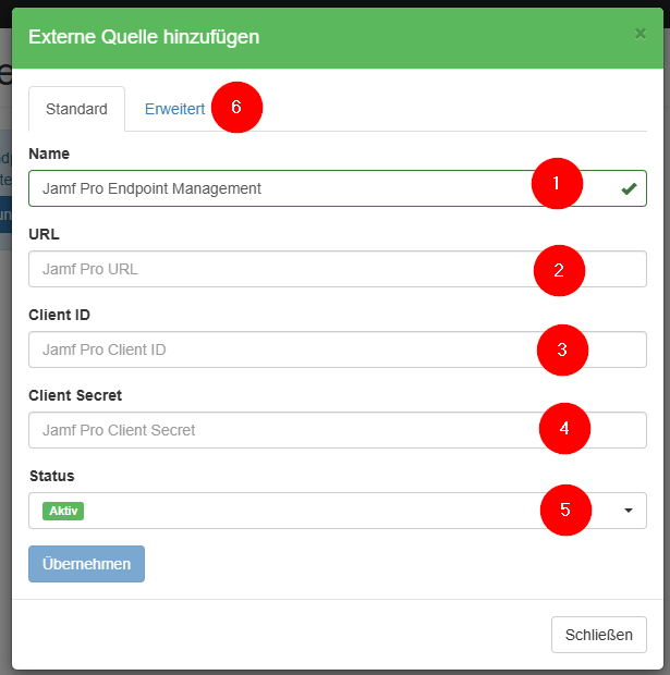 Jamf Pro als externe Quelle hinzufügen