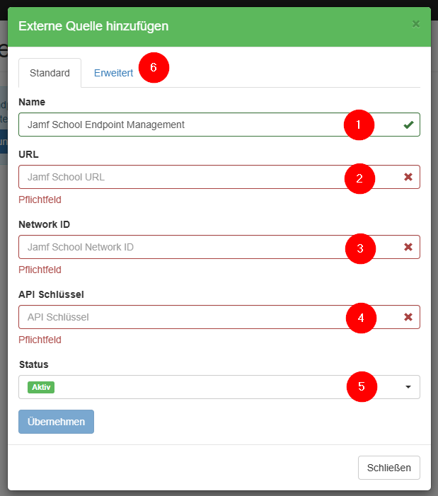 Jamf School als externe Quelle hinzufügen