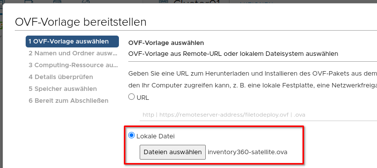 OVA-Image auswählen