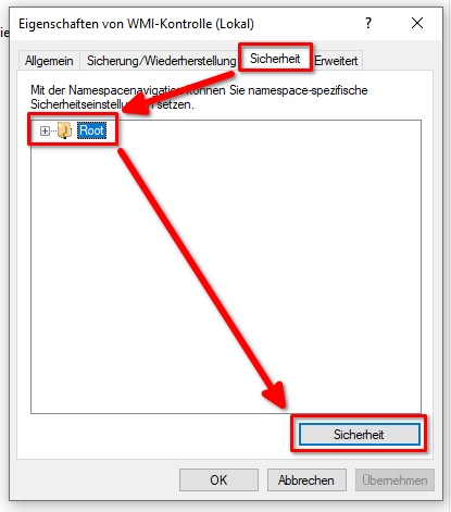 WMI Sicherheitseinstellungen